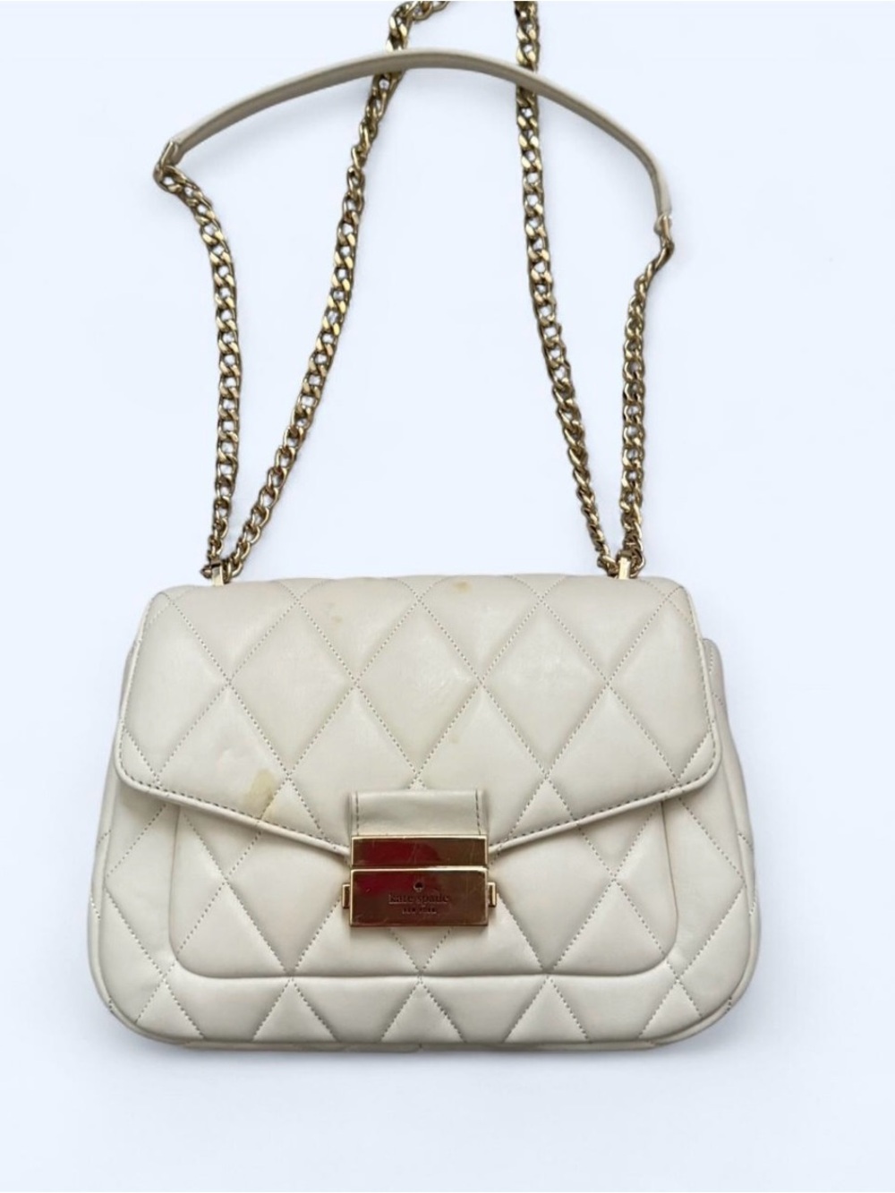 kate spade Cream Quilted Leather Chain Crossbody Bag